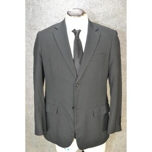 Armani Collezioni Jacket Mens 40 Black Wool Two Button Blazer Coat Striped Italy